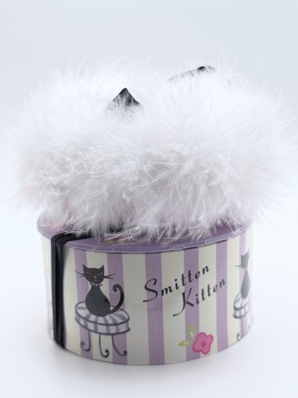 "Smitten" Cat Vanity Powder Puff Notes With Lavender Scented Sachet